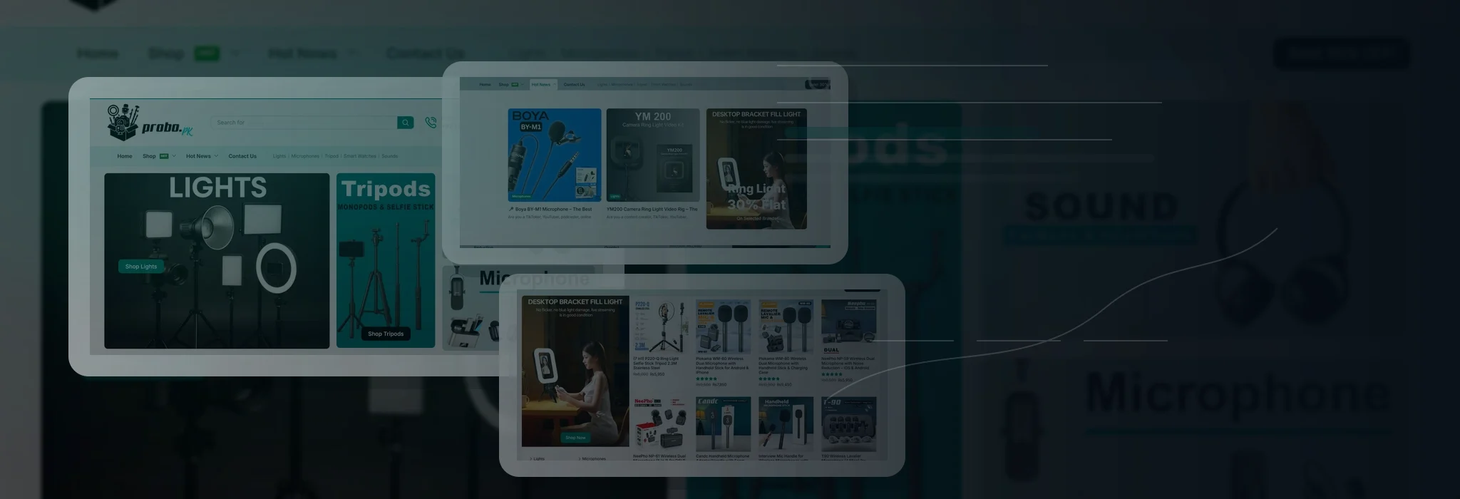 Probo creator gadgets ecommerce background